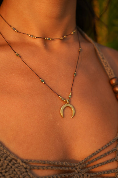 Kette "Lamira" mit indischem Achat und Mond (Layer)