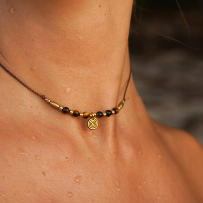 Kette "Linda" mit Tigerauge und Spirale