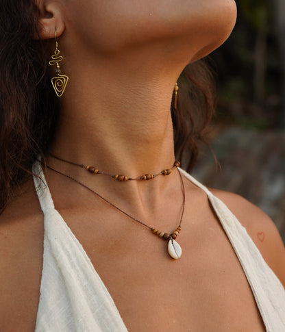 Kette "Vera" mit Holz und Muschel