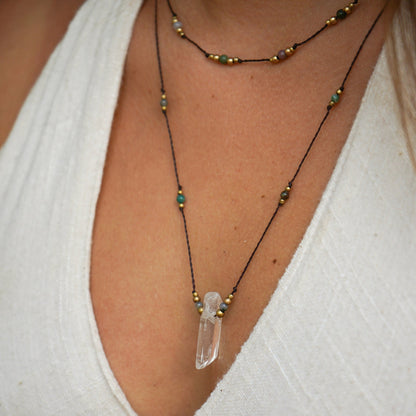 Kette "Lina" mit Bergkristall und indischem Achat (Layer)
