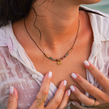 Kette "Malu" mit Achat und Sonne