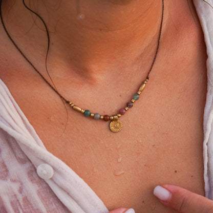 Kette "Malu" mit Achat und Sonne