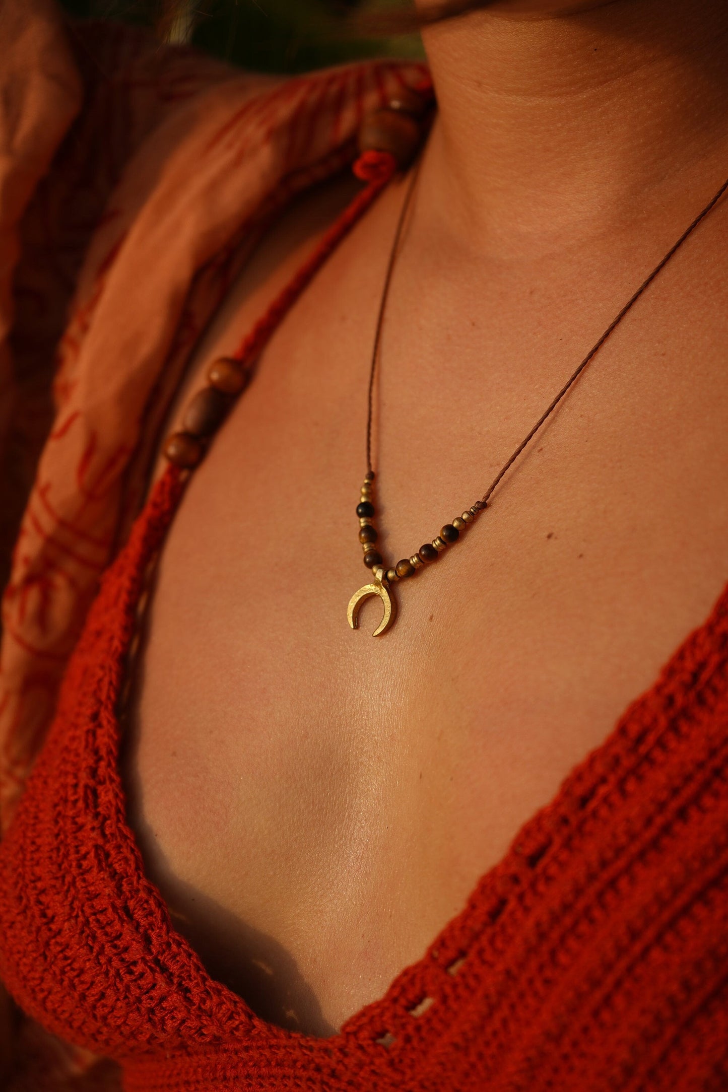 Kette "Linea" mit Tigerauge und Mond