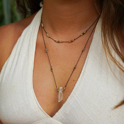 Kette "Lina" mit Bergkristall und indischem Achat (Layer)