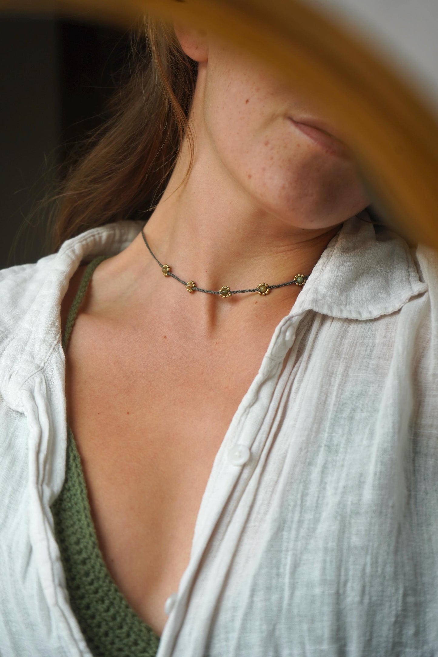 Kette "Florea" mit Blumen und indischem Achat
