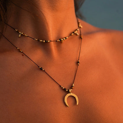 Kette "Lunera" mit Tigerauge und Mond (Layer)