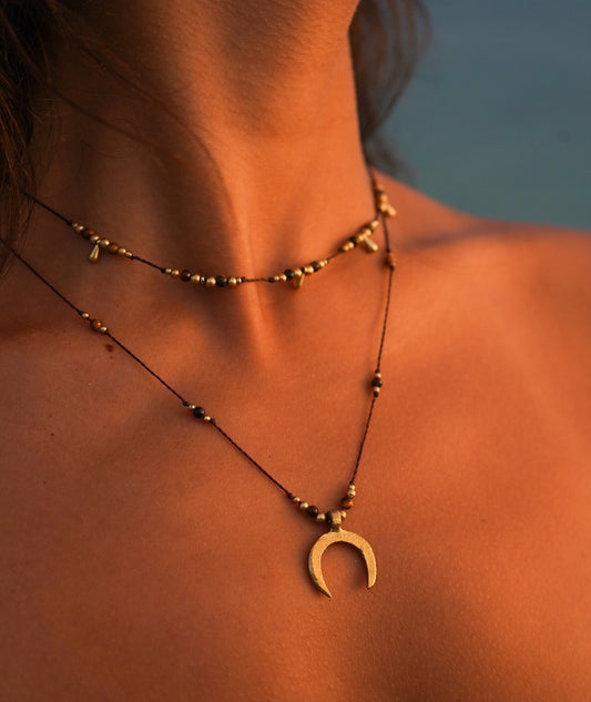 Kette "Lunera" mit Tigerauge und Mond (Layer)