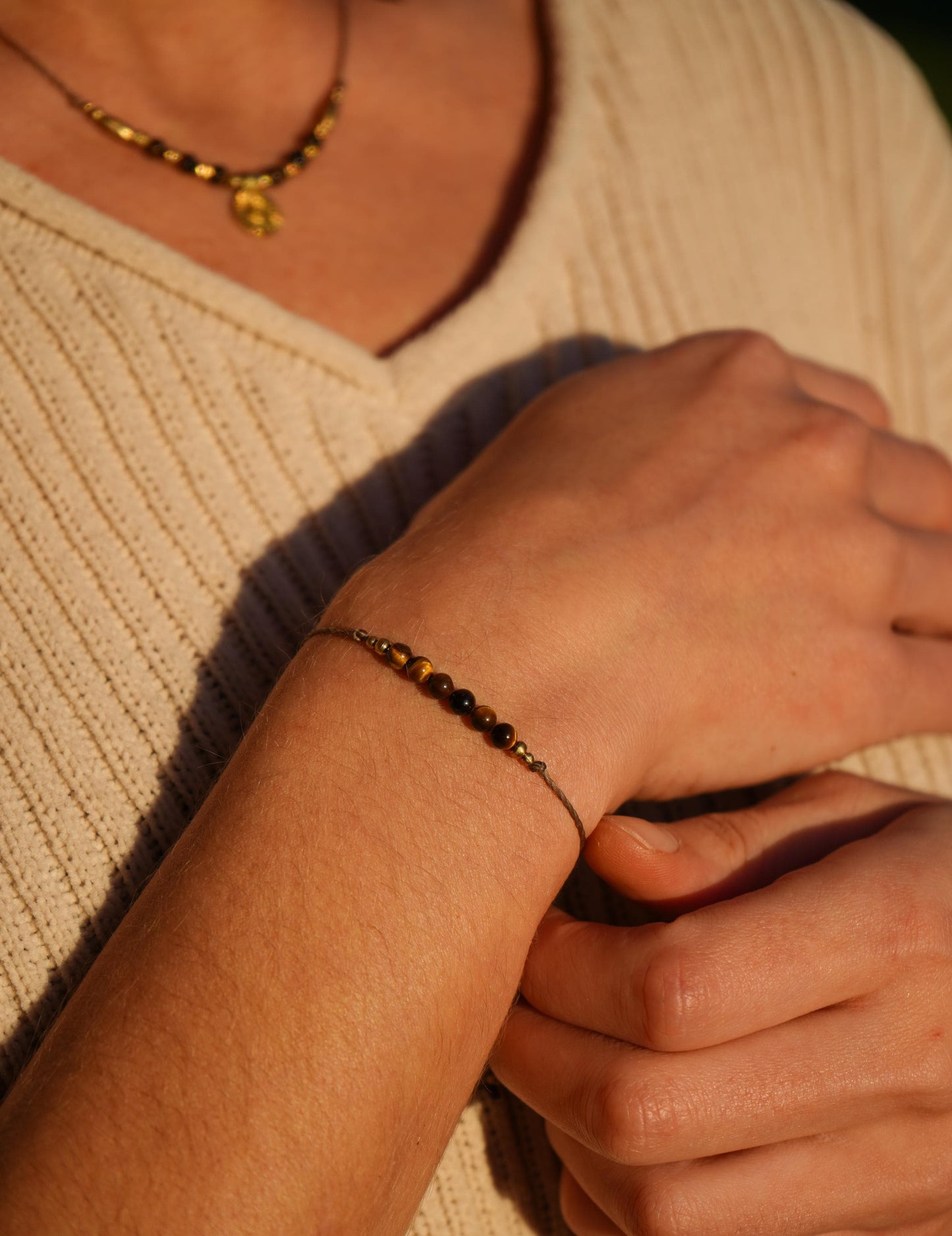 Schmuck Set "Sol" Tigerauge Kette + Ohrringe + Armband