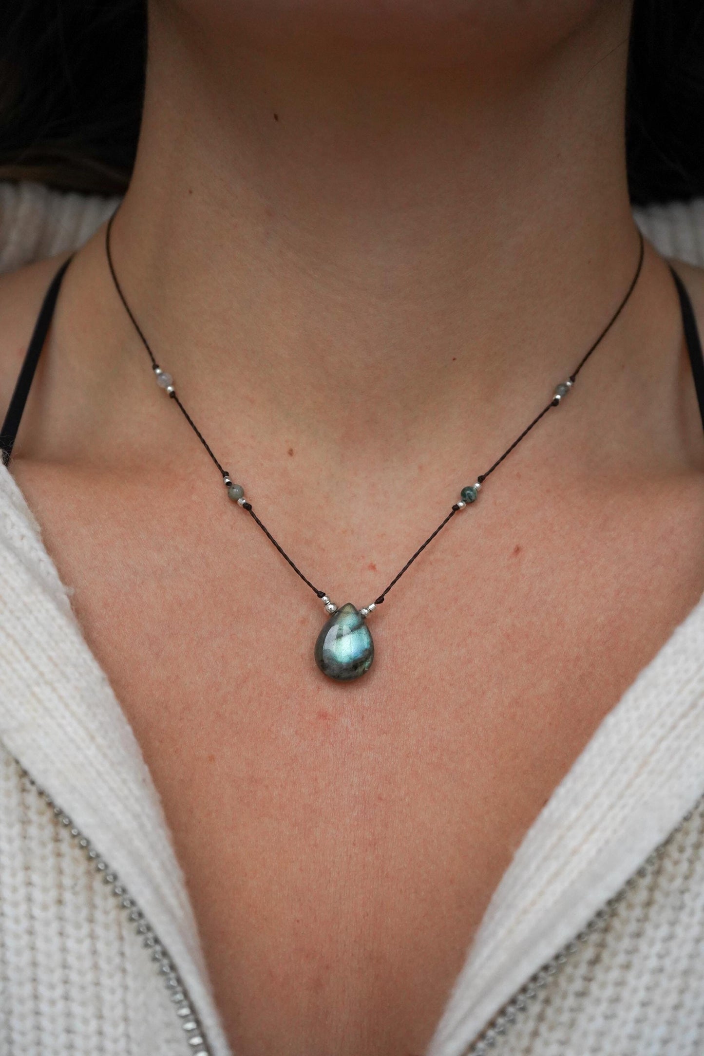 Kette "Silvana" mit Labradorit und indischem Achat