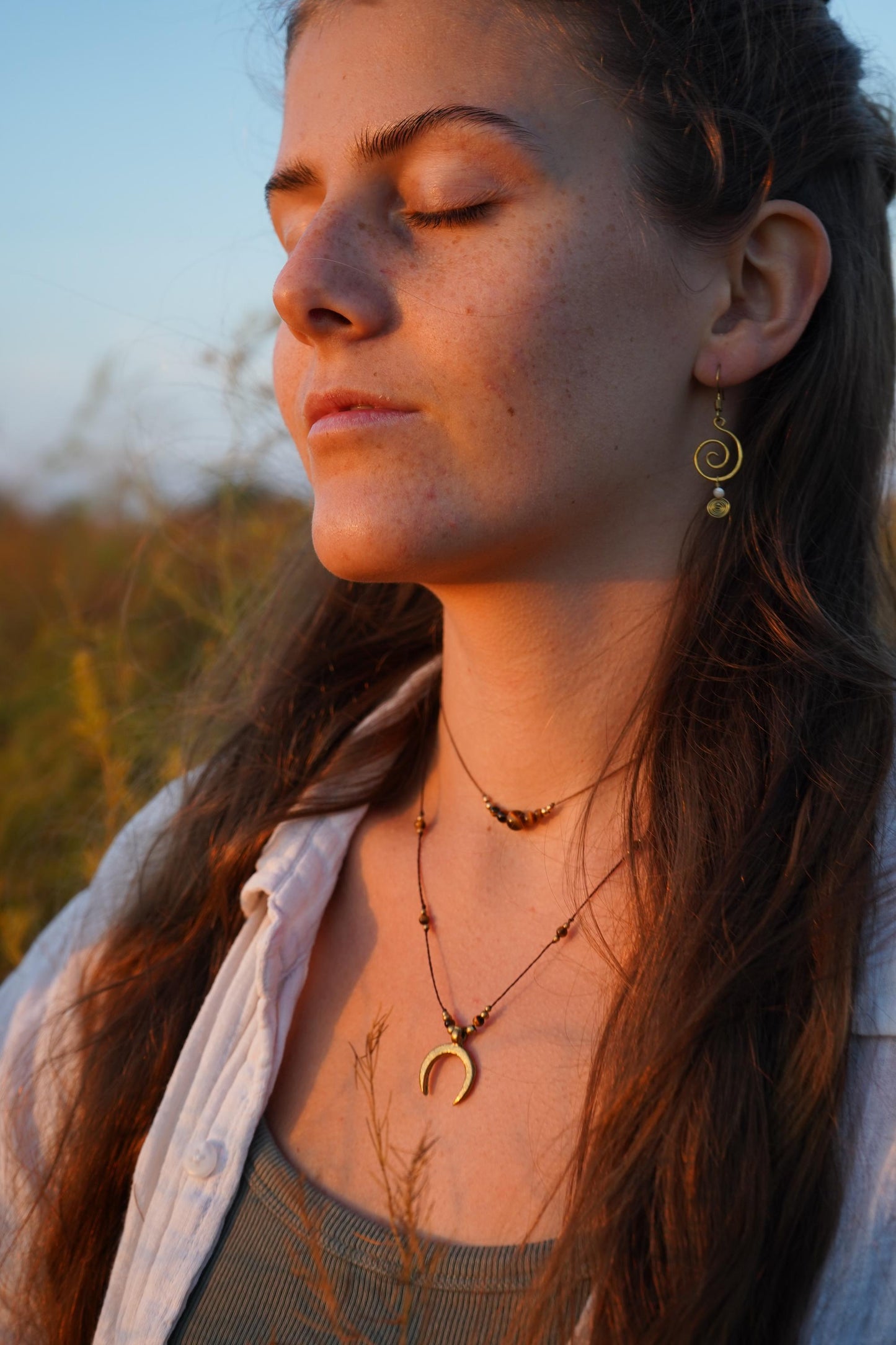 Kette "Lunera" mit Tigerauge und Mond (Layer)