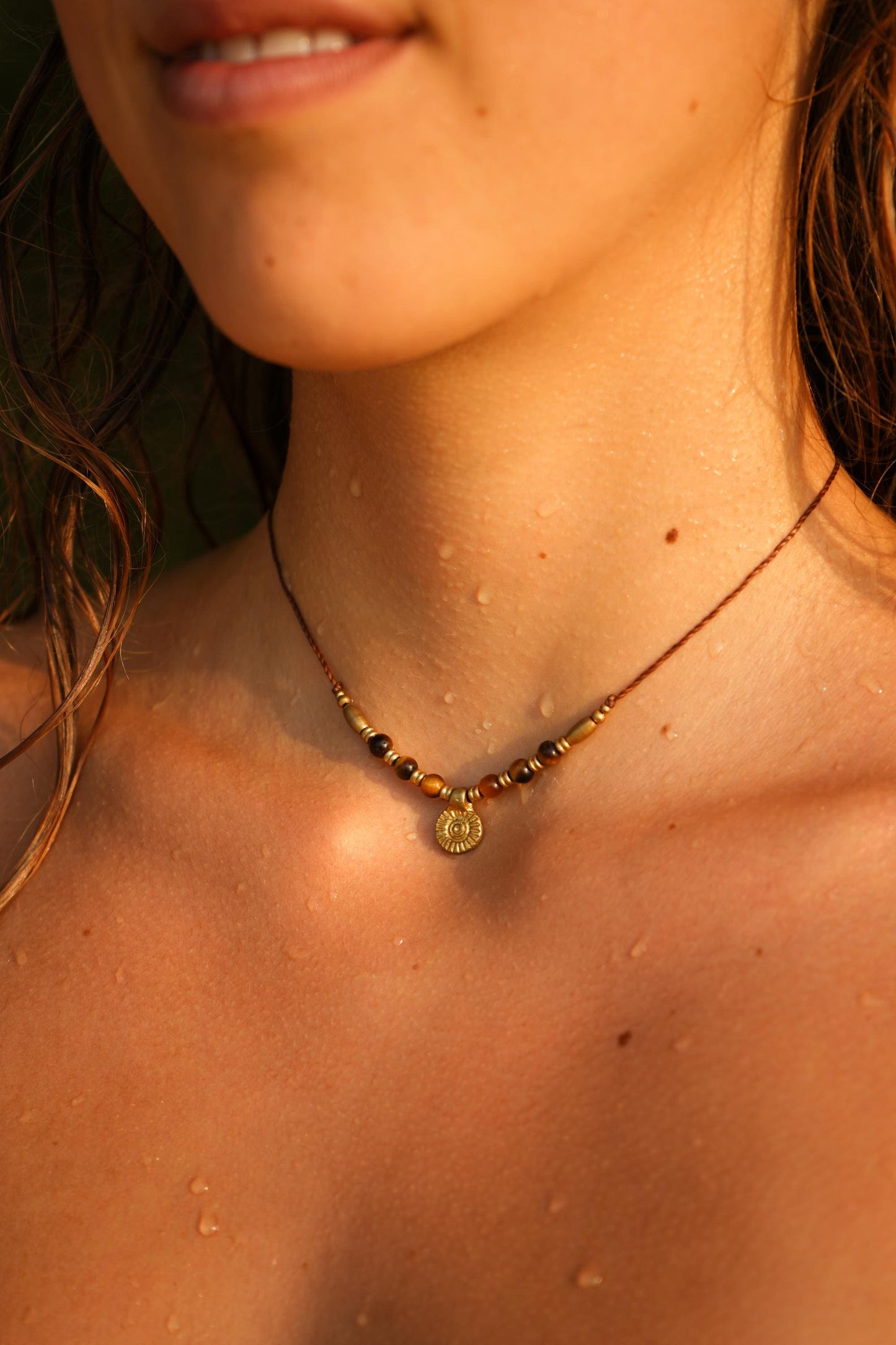 Schmuck Set "Sol" Tigerauge Kette + Ohrringe + Armband