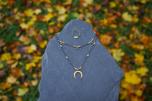 Schmuck Set "Aphrodite" Perlmutt 2 Ketten + Ring