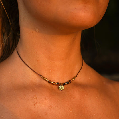 Kette "Linda" mit Tigerauge und Spirale