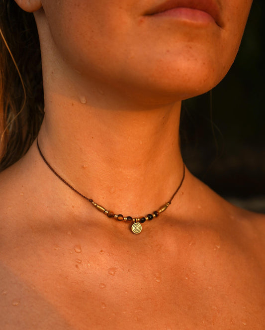 Kette "Linda" mit Tigerauge und Spirale