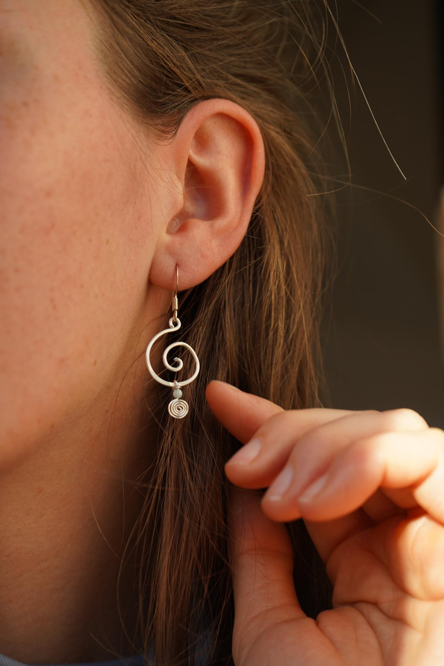 Ohrringe "Oleana" mit Aventurin und Spirale