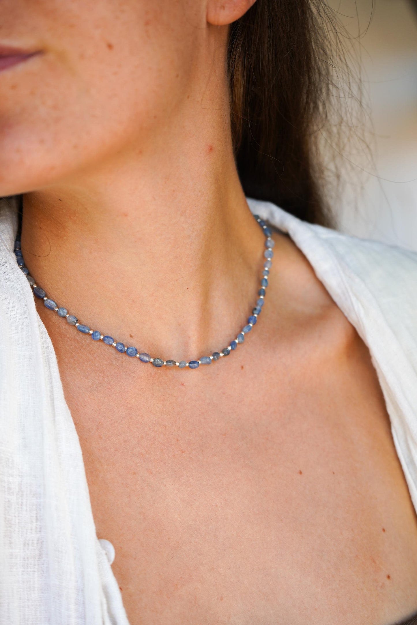 Kette 'Elisa' Silber mit blauem Edelstein