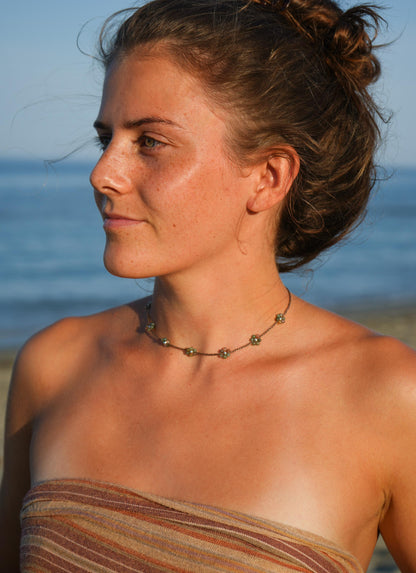 Kette "Seya" mit Blumen aus indischem Achat (Silber)