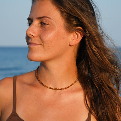 Kette "Solua" aus Holz und Edelstein