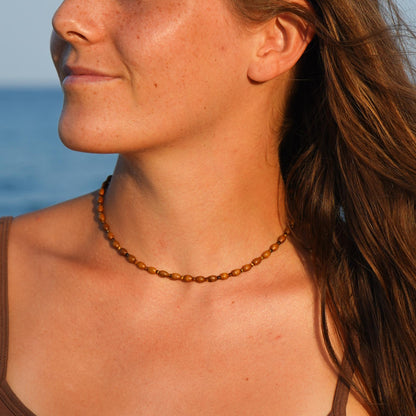 Kette "Solua" aus Holz und Edelstein