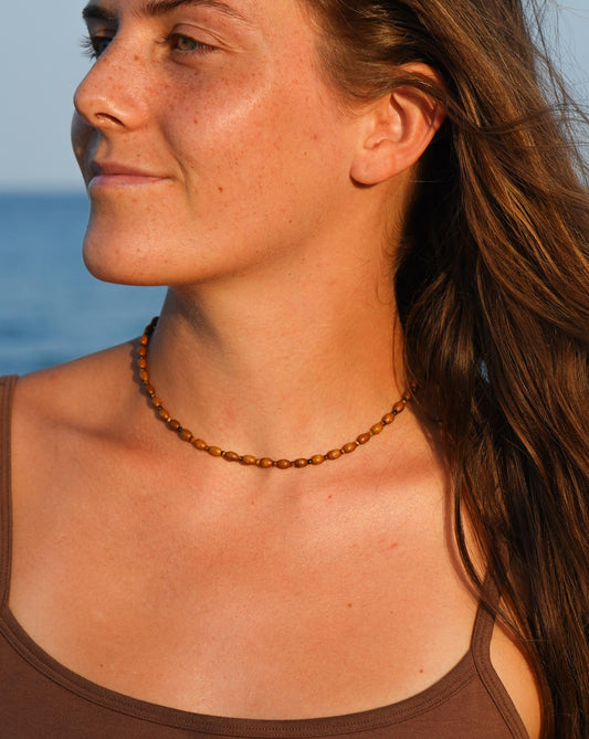 Kette "Solua" aus Holz und Edelstein
