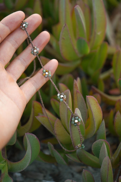 Kette "Seya" mit Blumen aus indischem Achat (Silber)