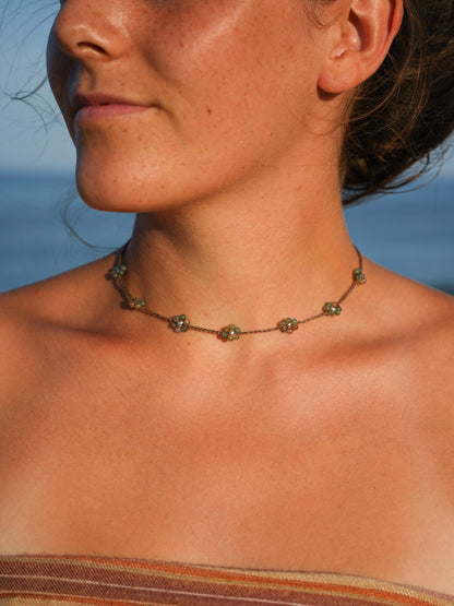 Kette "Seya" mit Blumen aus indischem Achat (Silber)